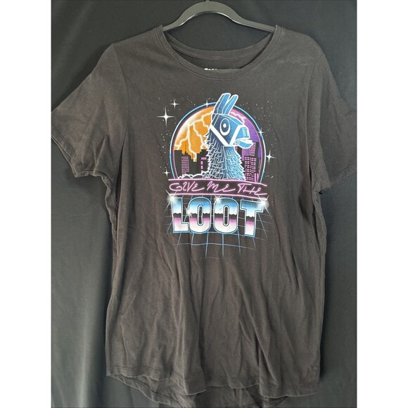 Fortnite T Shirt Black Glow In The Dark Give Me The Loot Adult Size 2X - Picture 1 of 7